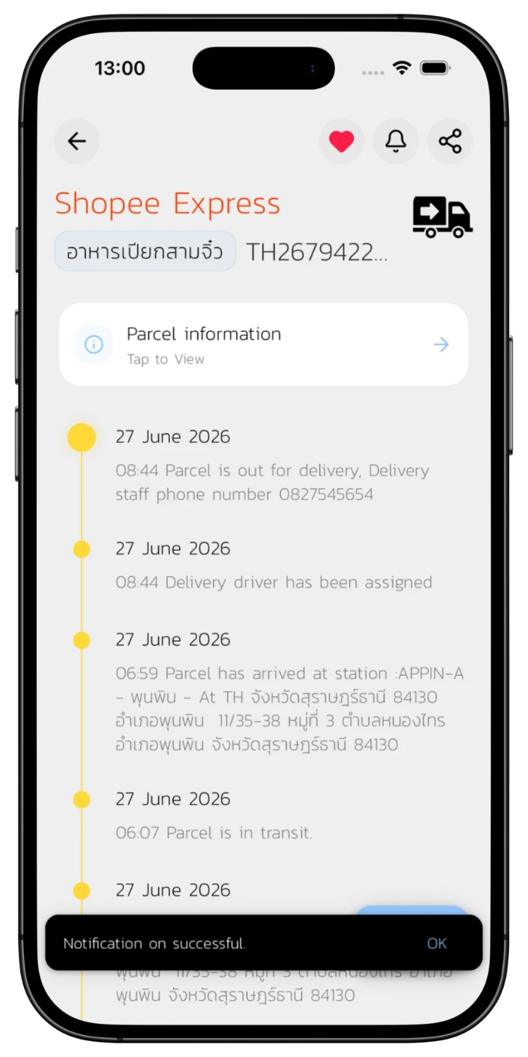 Enable Notification on a Parcel