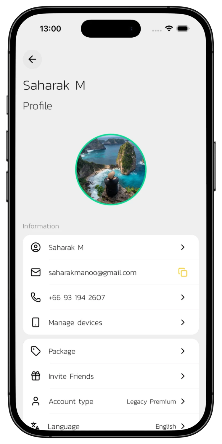 View Profile & Settings